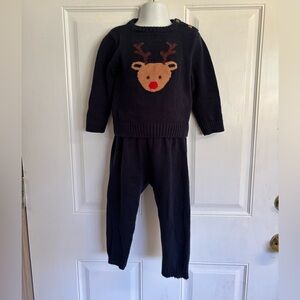 24M Adventurewear 360 Navy/Brown Long Sleeve Reindeer Top & Pants Set.  In VVGUC